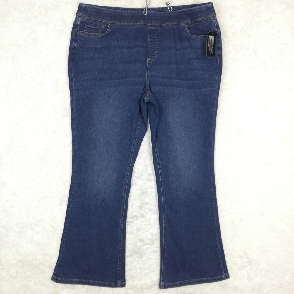 D & Co Womens Jeans Boot Cut Blue Denim‎ Medium Wash Tummy Control Plus 20W New